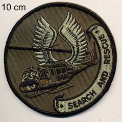 Aufnäher Bundeswehr SAR Search and Rescue tarn mit Klett, 10 cm Durchmesser
